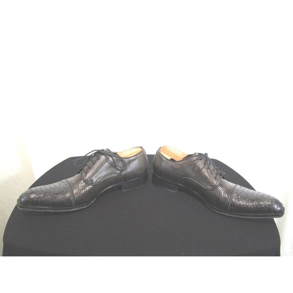 EUC! Jo Ghost Italy Dark Gray Lace Up Python Cap Toe Oxford Shoes Men 43EU/10US - Picture 6 of 11